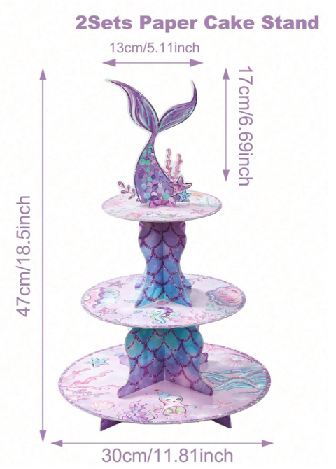 MERMAID CUPCAKE STAND 3 TIER - Whip It Up Cake Supplies