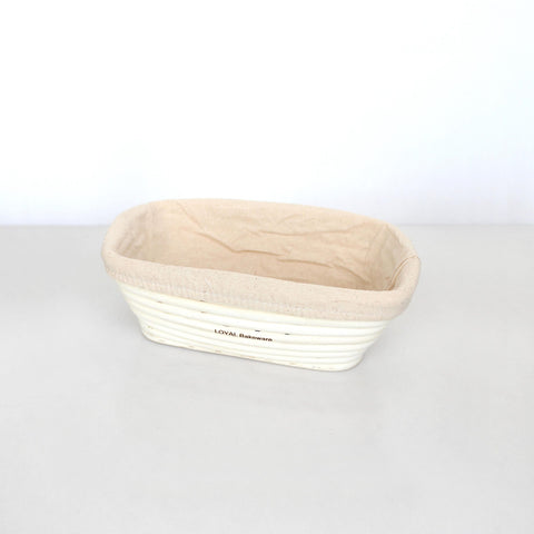 RATTAN BANNETON + LINER BASKET RECTANGLE 22cm x 13cm  (340g - 500g) - Whip It Up Cake Supplies