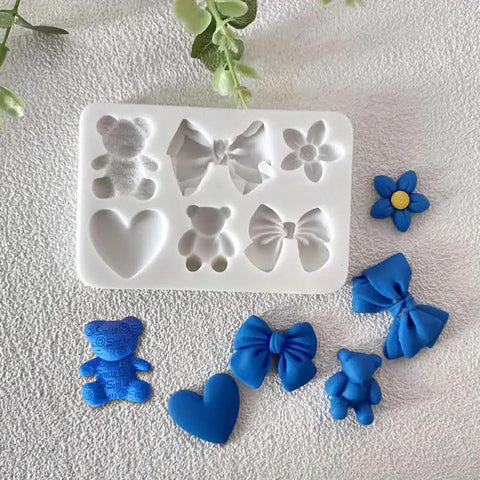 CUTE BEAR, BOW, HEART SILICON MOULD