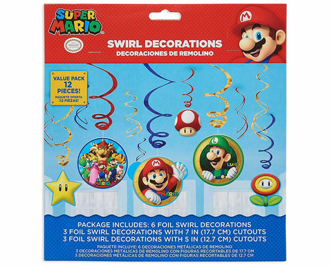 SUPER MARIO SWIRL DECORATIONS 12pk - Whip It Up Cake Supplies