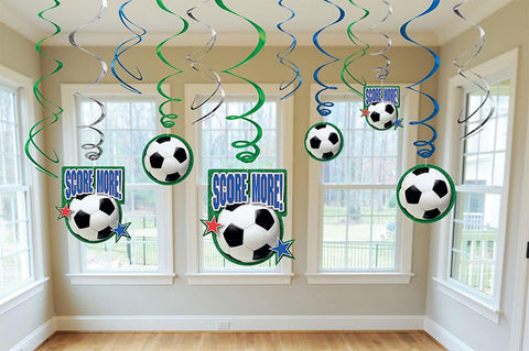 SOCCER SWIRL DECORATIONS 12 pk - Whip It Up Cake Supplies