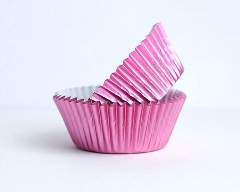 #408 PINK FOIL CUPCAKE CASES approx 12