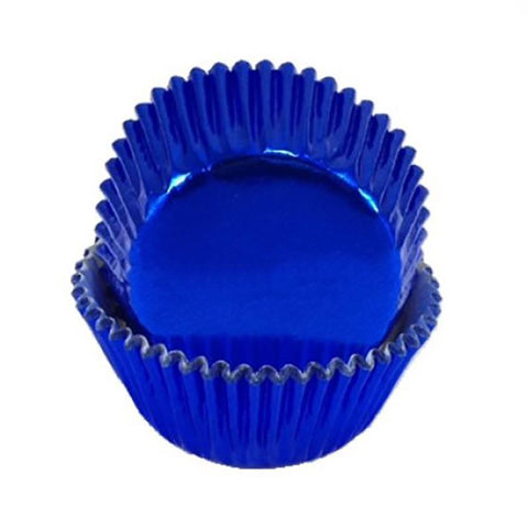 #408 ROYAL BLUE FOIL CUPCAKE CASES x 12 approx
