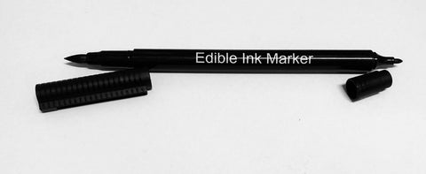 BLACK EDIBLE INK MARKER 2 pack - DUAL TIP - THIN & THICK - Whip It Up Cake Supplies