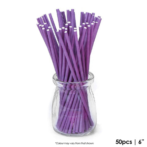 PURPLE 6" LOLLIPOP STICKS 50 pack - Whip It Up Cake Supplies