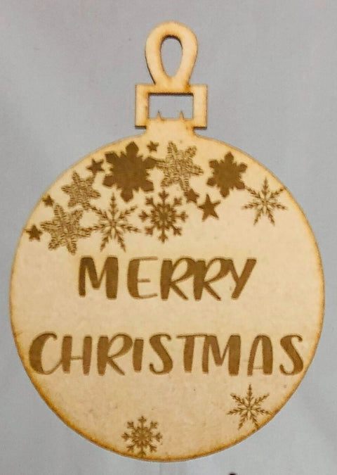 CHRISTMAS CAKE TOPPERS ACRYLIC & WOOD [MESSAGE: BAUBLE ENGRAVED WOOD CAKE TOPPER]