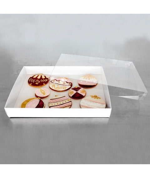 COOKIE BOX RECTANGLE 12.5" x 10" x 2" CLEAR LID by LOYAL