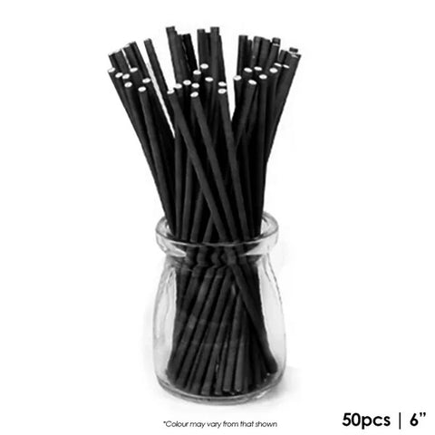 BLACK LOLLIPOP STICKS 50pk - 15cm long - Whip It Up Cake Supplies