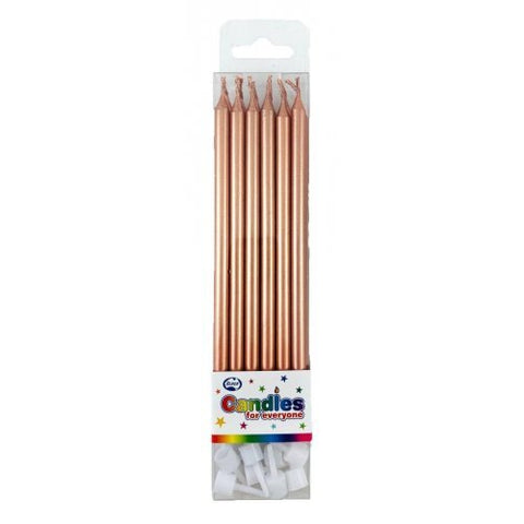 ROSE GOLD SLIM CANDLES 12pk - Whip It Up Cake Supplies