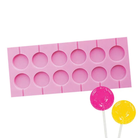 LOLLIPOP SILICONE MOULD - 12 CAVITY 35mm circles