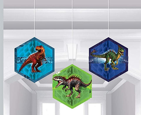 JURASSIC WORLD HONEYCOMB DECORATIONS 3 piece - Whip It Up Cake Supplies