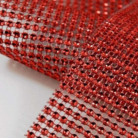 RED MESH DIAMANTE RIBBON x 1m - Whip It Up Cake Supplies