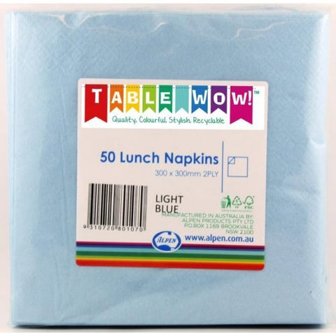 LIGHT BLUE LUNCH NAPKINS 50pk 2 PLY - Whip It Up Cake Supplies