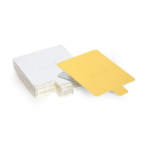 SQUARE DOUBLE SIDED GOLD/SILVER TAB BOARDS 25pk 80mm - Whip It Up Cake Supplies