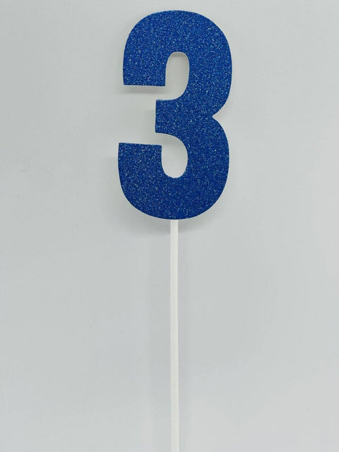 #3 BLUE GLITTER CARD CAKE TOPPER