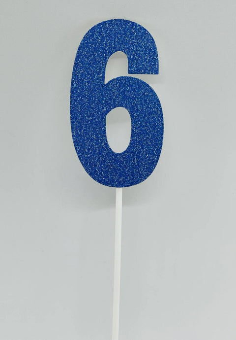#6 BLUE GLITTER CARD CAKE TOPPER