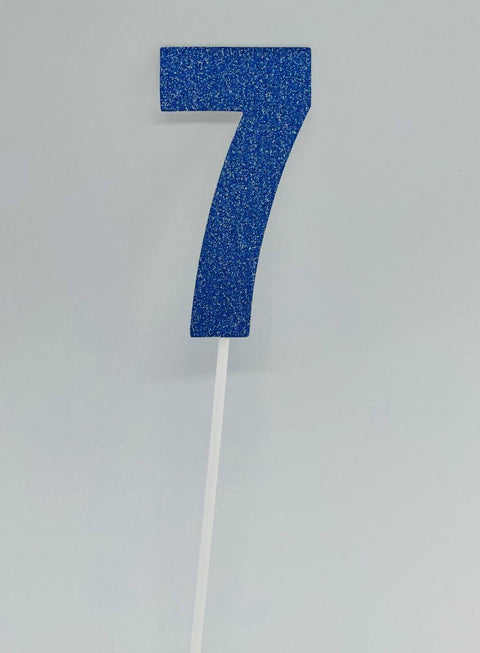 #7 BLUE GLITTER CARD CAKE TOPPER