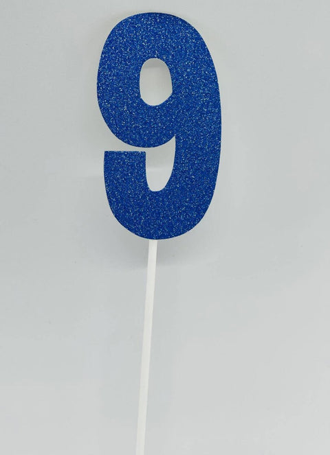 #9 BLUE GLITTER CARD CAKE TOPPER