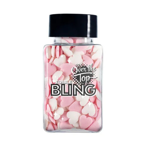 PINK & WHITE EDIBLE HEART SPRINKLES 55g by OVER THE TOP