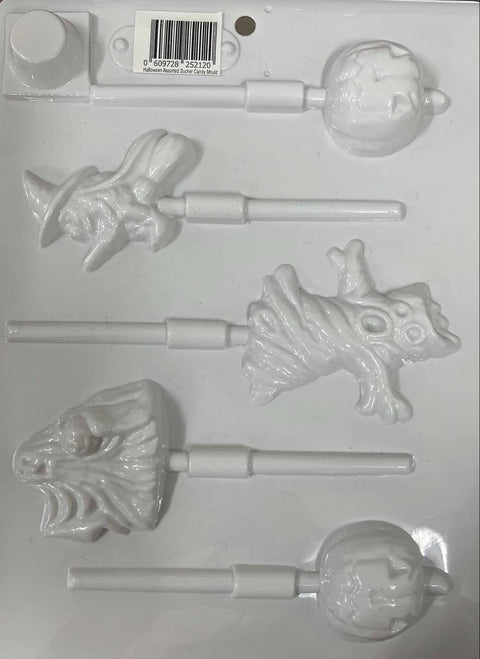 HALLOWEEN ASSORTED SUCKER HARD CANDY MOULD / CHOCOLATE MOULD