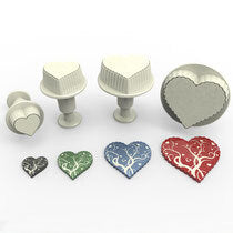 PATTERNED HEART PLUNGER CUTTERS x 4 - Whip It Up Cake Supplies