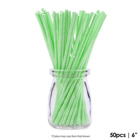 GREEN LOLLIPOP STICKS 6" LONG 50 pack - Whip It Up Cake Supplies