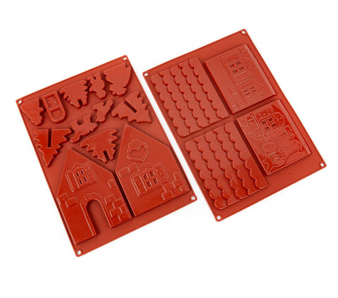 SMALL GINGERBREAD HOUSE SILICONE MOULD 2 piece - Whip It Up Cake Supplies