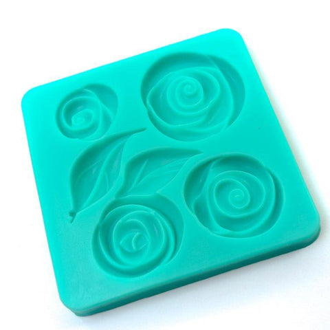 CONTEMPORARY ROSE / LEAF SILICONE MOULD 6 cavity - Whip It Up Cake Supplies