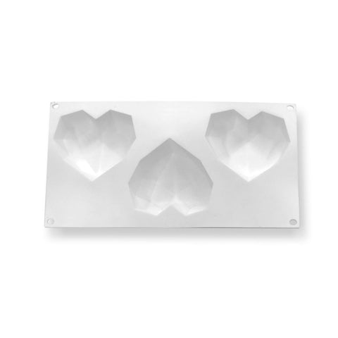 3 HEART GEOMETRIC SILICONE MOULD 100mm x 98mm each