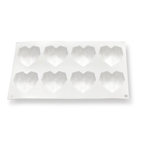 8 HEART GEOMETRIC SILICONE MOULD 65mm x 65mm each - Whip It Up Cake Supplies