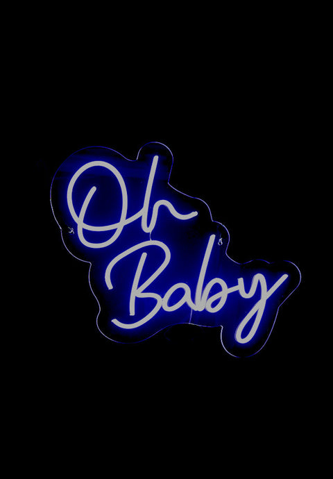 NEON LED 'OH BABY' 600mm x 517mm - Whip It Up Cake Supplies