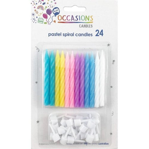 PASTEL SPIRAL CANDLES 24 pack - Whip It Up Cake Supplies