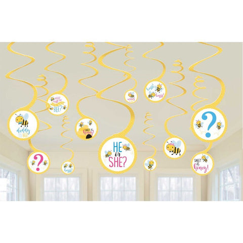 WHAT WILL IT BEE? SWIRL DECORATIONS 12 pack - Whip It Up Cake Supplies