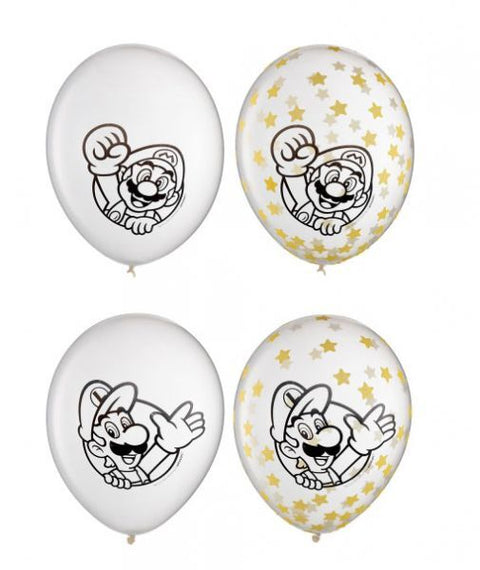 SUPER MARIO CONFETTI LATEX BALLOONS 6 pack - Whip It Up Cake Supplies