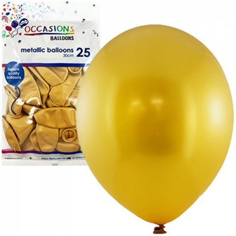 METALLIC GOLD 30cm BALLOONS 25 pack
