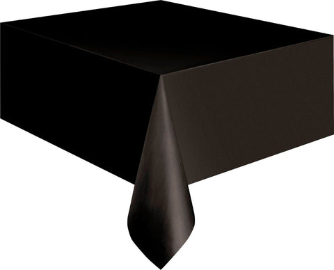 MIDNIGHT BLACK PLASTIC TABLECOVER 1.37m x 2.74m - Whip It Up Cake Supplies