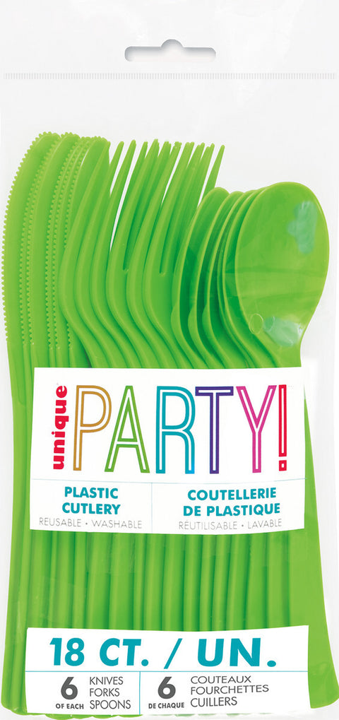 LIME GREEN ASSORTED CUTLERY 18 pack - Whip It Up Cake Supplies