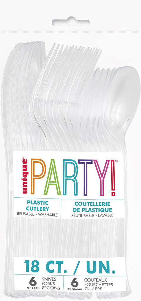 CLEAR ASSORTED CUTLERY 18 pack - Whip It Up Cake Supplies