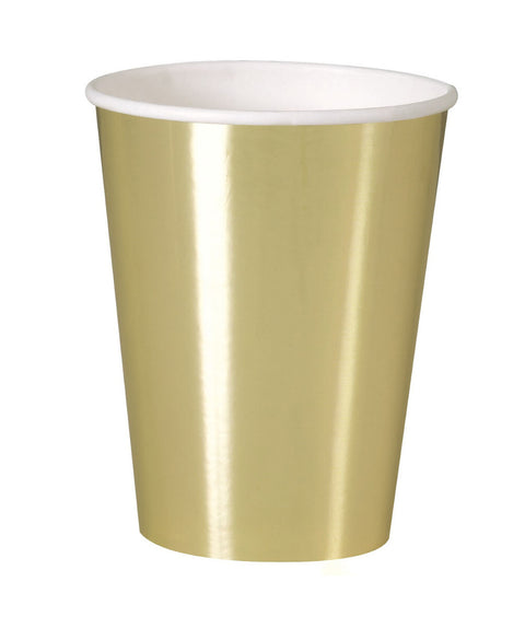 GOLD FOIL PAPER CUPS 8 pack 355ml - Whip It Up Cake Supplies