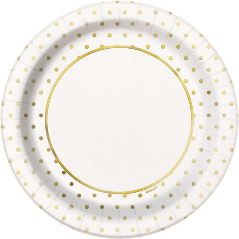 GOLD FOIL DOTS LUNCH PLATES 9" x 8 pack - Whip It Up Cake Supplies