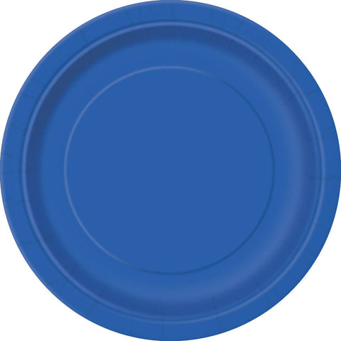 ROYAL BLUE SNACK PLATES 7" x  8 pack - Whip It Up Cake Supplies