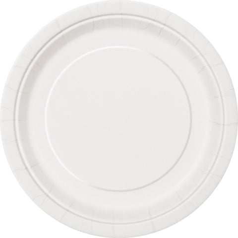 BRIGHT WHITE SNACK PLATES 7" x  8 pack