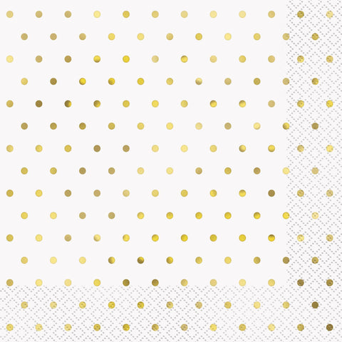 GOLD FOIL DOTS LUNCH NAPKINS 16 pack - Whip It Up Cake Supplies