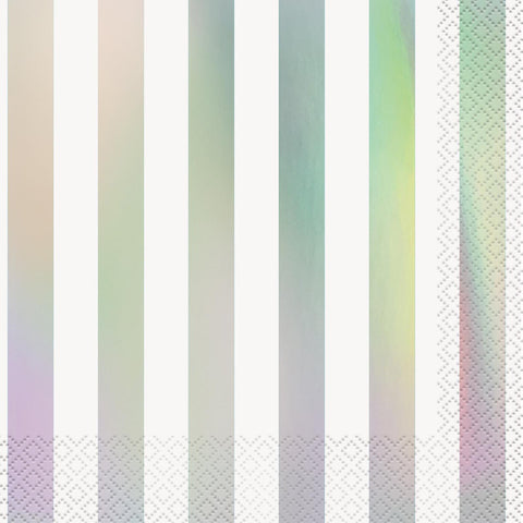 IRIDESCENT FOIL STRIPE LUNCH NAPKINS 16 pack - Whip It Up Cake Supplies