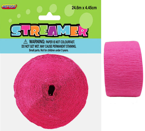 HOT PINK CREPE STREAMER 24m - Whip It Up Cake Supplies