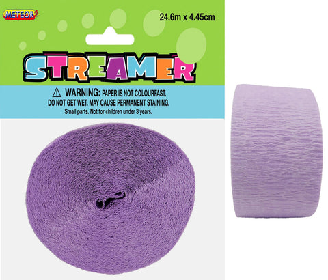 LAVENDER CREPE STREAMER 24m - Whip It Up Cake Supplies