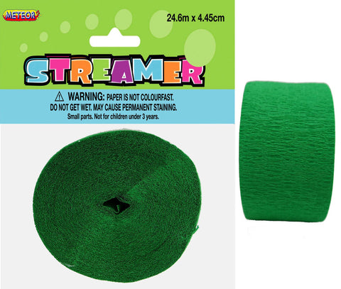 EMERALD GREEN CREPE STREAMER 24m - Whip It Up Cake Supplies