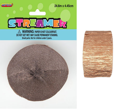 METALLIC ROSE GOLD CREPE STREAMER 24m - Whip It Up Cake Supplies