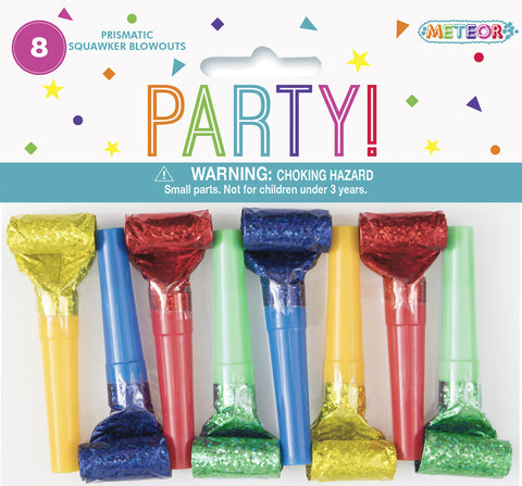 PRISMATIC FOIL SQUAWKER BLOWOUTS 8 pack - Whip It Up Cake Supplies