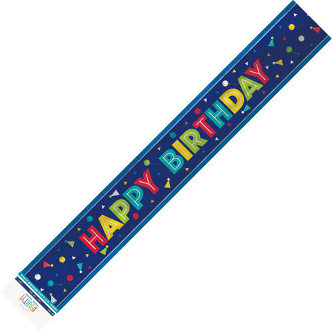 HAPPY BIRTHDAY PEPPY FOIL BANNER 3.65m - Whip It Up Cake Supplies